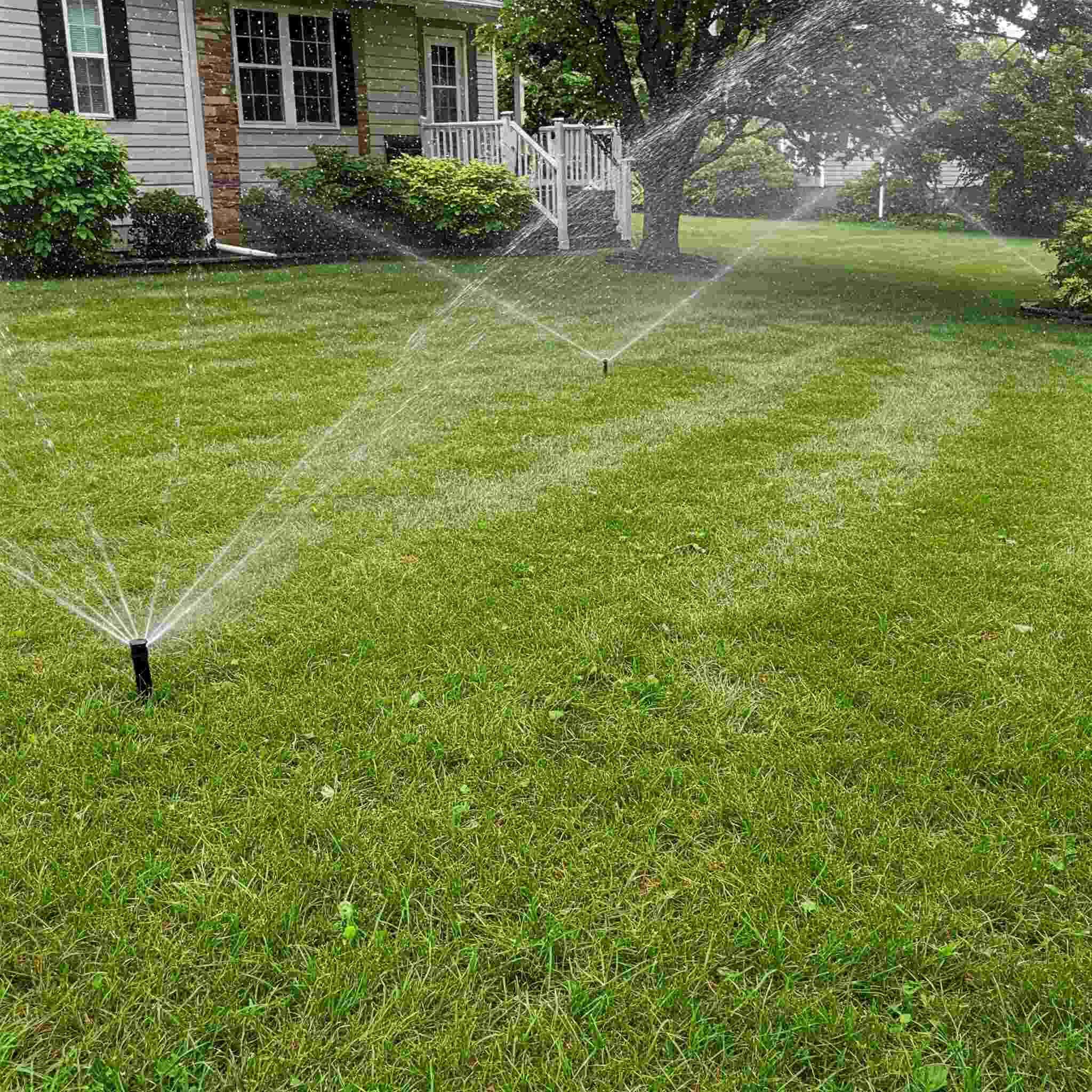 Watering Habits with sprinklers in a residential property in Ohio.-compressed Watering Habits with sprinklers in a residential property in Ohio.