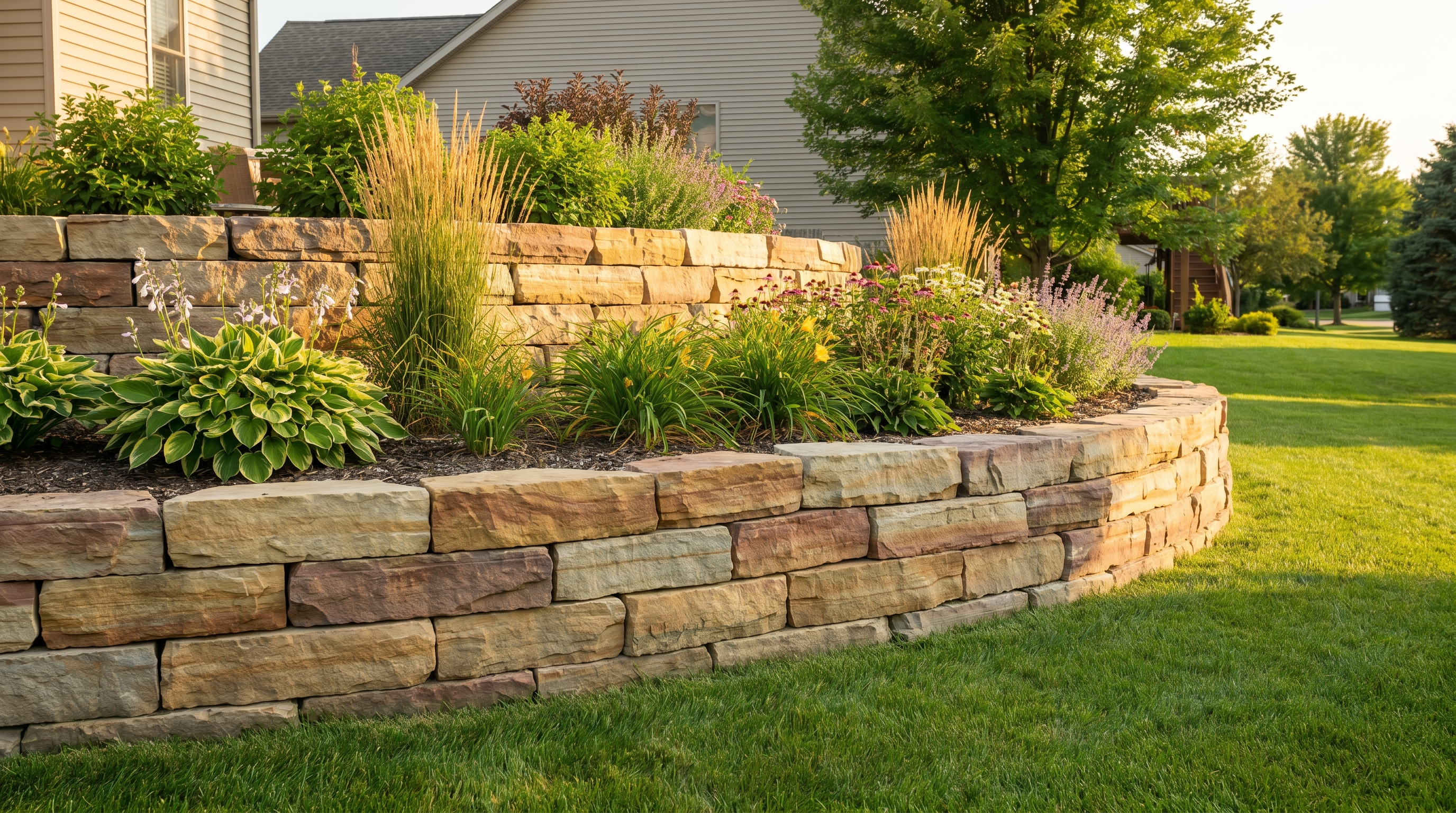 Retaining wall design concept for a sloped Wauseon, Ohio yard