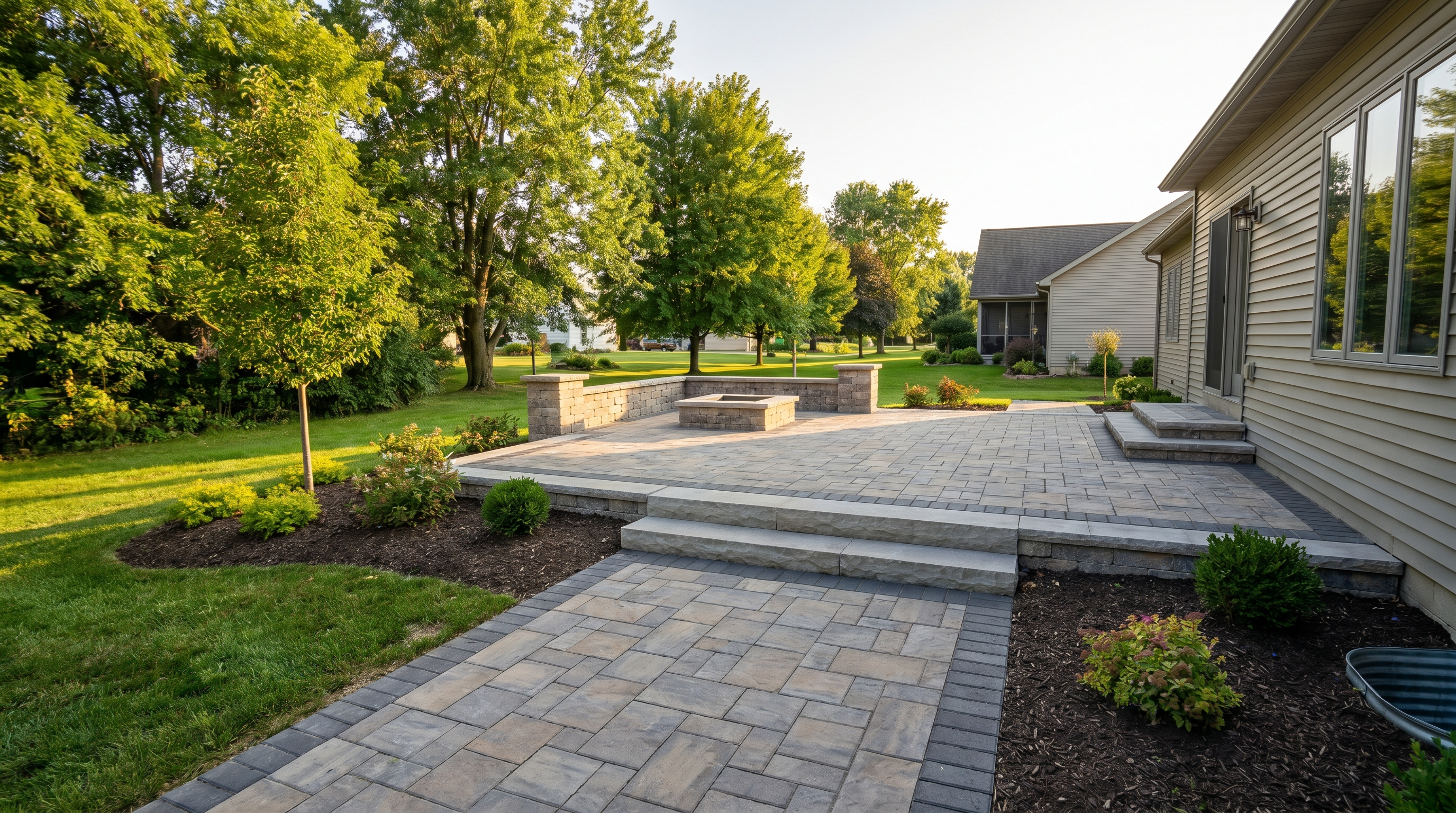 Paver patio installation in Wauseon OH by Rock Solid Landscape